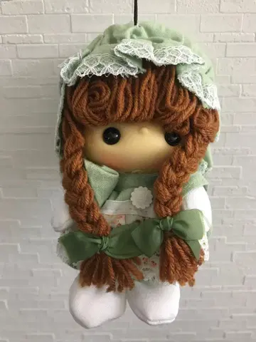 쇼와 레트로 그린 컬러 프릴 장식 인형 약 15cm