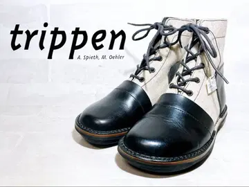 [컨디션 최상] trippen 가죽 x 펠트 부츠 블랙 그레이지 40