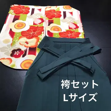 졸업식 니샤쿠소데 반기모노 하카마 2세트 L 사이즈 화학 섬유
