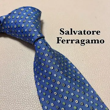 살바토레 페라가모 넥타이 스트라이프 도트 체크 블루 파란색