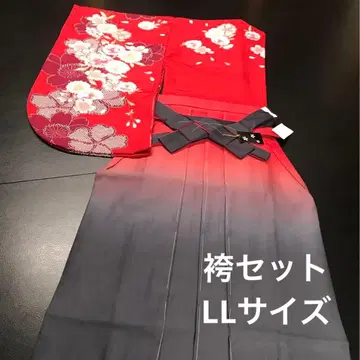 졸업식 니샤쿠소데 반기모노 하카마 2세트 LL사이즈 화학 섬유