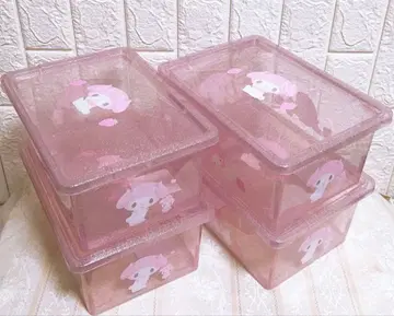 산리오 마이멜로디 뚜껑 포함 수납 케이스 S 사이즈 딸기 4개