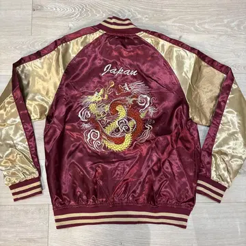 일본제 드래곤 자수 스카잔 빨간색 금색