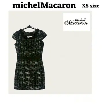michelMacaron XS 트위드 슬리브리스 미니 원피스