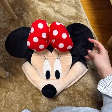 미니 마우스 귀도리 모자 빨간색 도트 리본