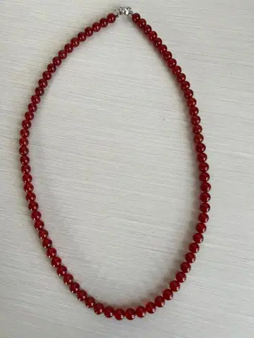 빨간색 마노 레드아게이트 목걸이 클로징 실버 각인