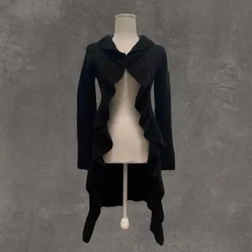 페어리 그런지 블랙 프릴 롱 가디건 y2k