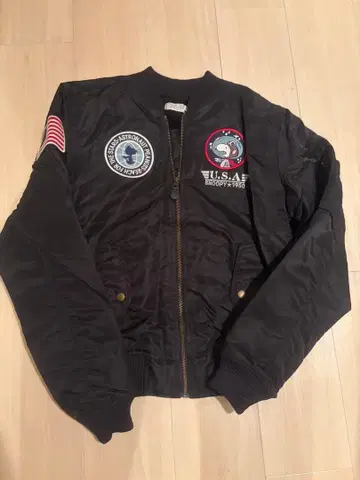 U.S.A.F. 블랙 MA-1 플라이트 자켓 스누피