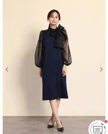 9호 FENNEL NORITAKE 도트 플로키 리본 원피스 블랙