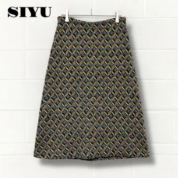 시유 니트 스커트 그레이 F 자카드 울 혼방 이지 밴딩 스페인산