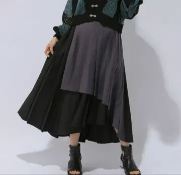 HARE 하레 센터 크로스 플리츠 스커트 롱 기장 셋업 가능