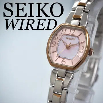 409 작동 SEIKO 와이어드 여성용 시계 실버 핑크 쉘