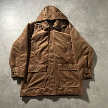 빈티지 멀티 포켓 하프 코트 모즈 코트 집업 후드