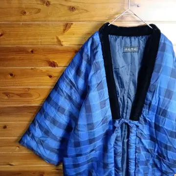 반텐 반텐 반텐 반텐 한텐 도테라 짱짱코 체크 무늬 파랑 구제 의류