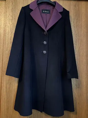 R.Deux 네이비와 퍼플 캐시미어 롱 코트 40