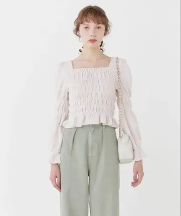 RUBY and you 자카드 셔링 티셔츠 핑크