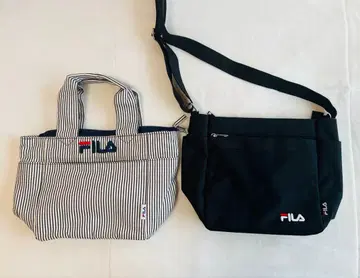 FILA 가방 2개 세트 스트라이프 블랙