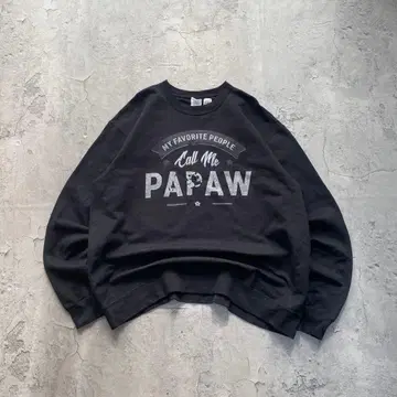 USA 구제 의류 PAPAW 프린트 맨투맨 트레이닝복 XL 사이즈 블랙