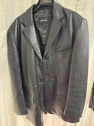 DURANTE 블랙 가죽 코트 M