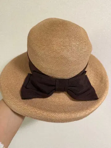 이시다 제모 베이지 밀짚모자 브라운 리본 포함