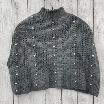 [JAYRO] 펄 장식 니트 베스트 하이넥 그레이
