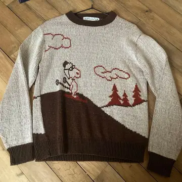 레어 70's 빈티지 피너츠 애로우 스누피 스웨터