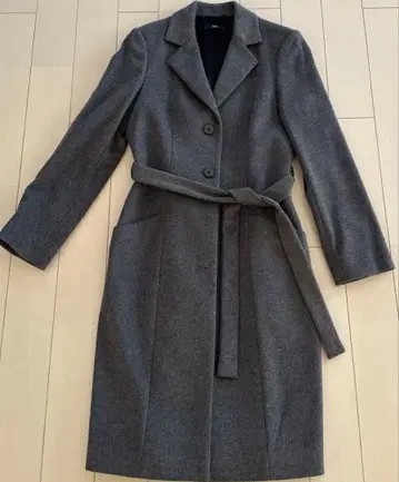 BOSS 그레이 롱 코트 허리 벨트 포함
