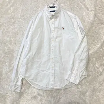 랄프 로렌 옥스퍼드 셔츠 빅 사이즈 로고 포니 긴팔 화이트