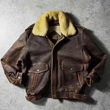 [ 90s ] G-1 A-2 플라이트 가죽 자켓 옷깃 보아