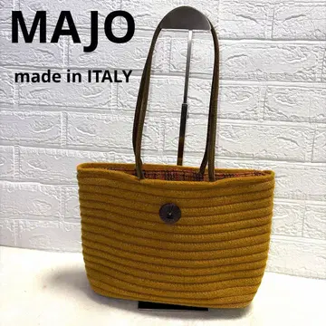 [ 레어템 ] MAJO 마요 이탈리아제 울 천연 가죽 숄더 토트백