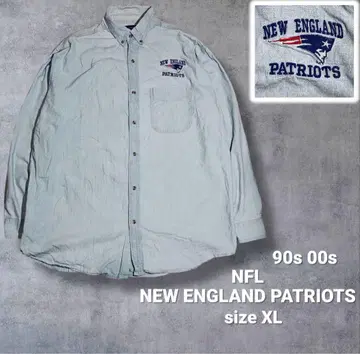 90s NFL 페이트리어츠 자수 샴브레이 셔츠 XL 버튼 다운