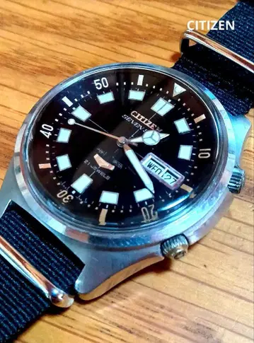 시티즌 세븐스타 다이버 야광 1968년 AT 남성용 손목시계 작동품