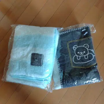 리락쿠마 플리스 담요 스카이블루와 블랙