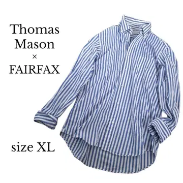 토마스 메이슨 페어 스트라이프 패턴 긴팔 셔츠 블루 LL 사이즈