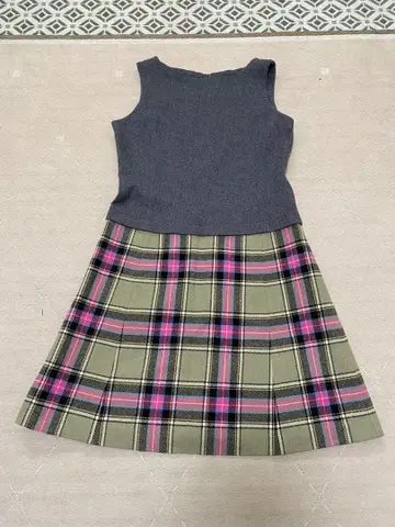 요크랜드 원피스 체크 체크 무늬 핑크