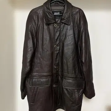 DURANTE 다크 브라운 가죽 롱 자켓