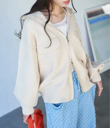 W 지퍼 니트 블루종 가디건