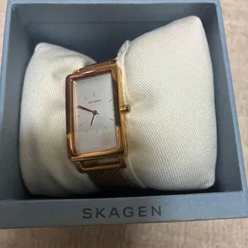 SKAGEN 골드 직사각형 손목시계