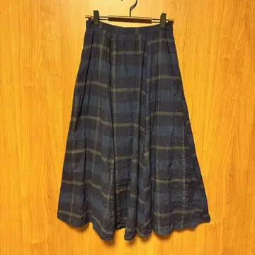 [ garden of paradise ] 롱 플레어 스커트 체크 무늬 F