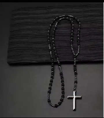 매트 오닉스 헤마타이트 목걸이 로자리오 크로스 파워스톤