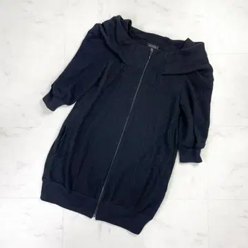 에포카 오프숄더 7부 소매 풀 집업 코트 무릎 기장 블랙 40*MD280