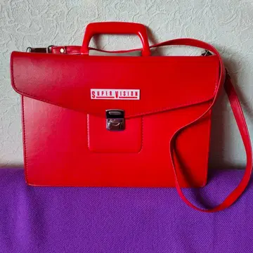 쇼와 레트로 백 서류함 가방 빨간색 정크