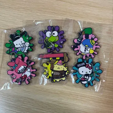 스플래툰 2 산리오 콜라보 러버 키링 6개 세트