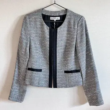 미사용 새상품 루이 샨탄 노카라 자켓 트위드 자켓 그레이