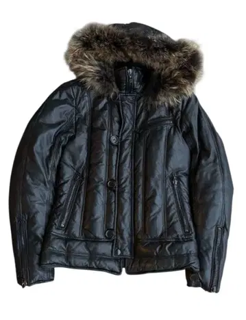 SHELLAC 퍼 후디드 양가죽 다운 재킷