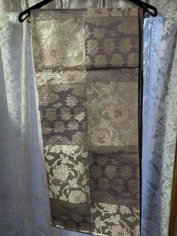 대중연극, 기모노, 무용 보라색과 골드 컬러의 후쿠로 오비