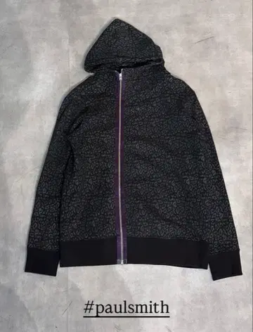 Paul Smith 레오파드 무늬 풀 집업 후드티 riri 지퍼 포함
