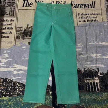 70s USA TALON 지퍼 워크 팬츠 그린 플레어 데님