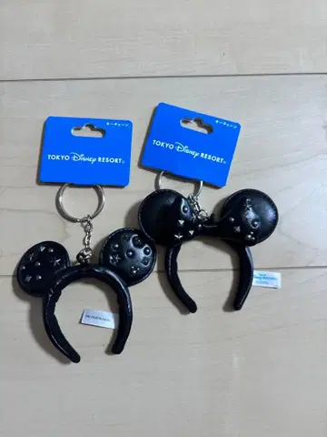 새상품 디즈니 리조트 스터드 가죽 키체인 미키미니 세트