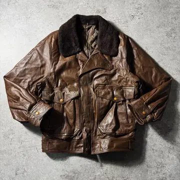 [ 90s ] G-1 A-2 플라이트 가죽 자켓 옷깃 보아